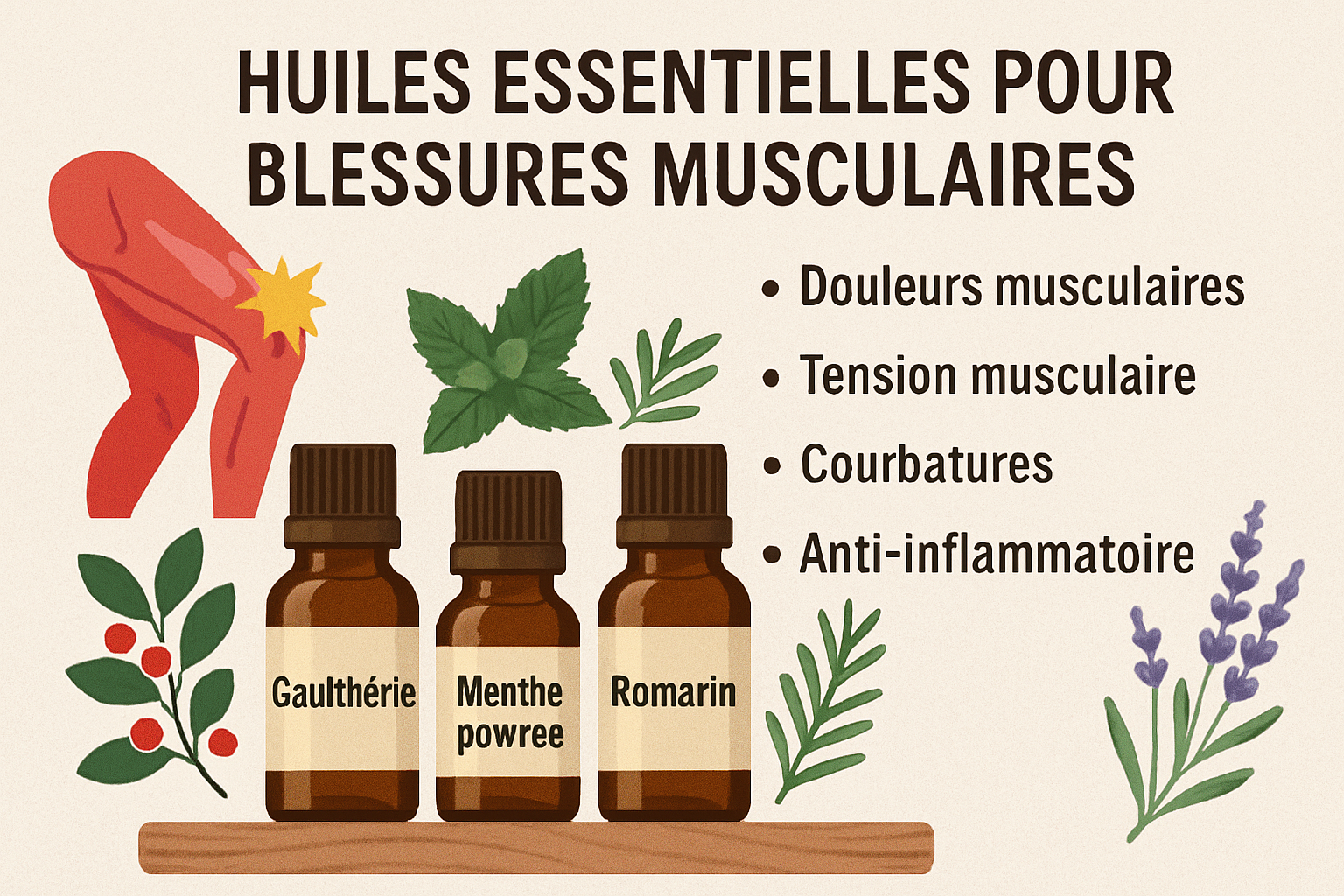 découvrez un protocole naturopathique complet pour accompagner la récupération des blessures musculaires chez l’athlète, en favorisant la guérison naturelle, la gestion de la douleur et l’optimisation de la performance sportive.